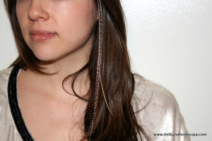 image of feather extensions from milk + honey